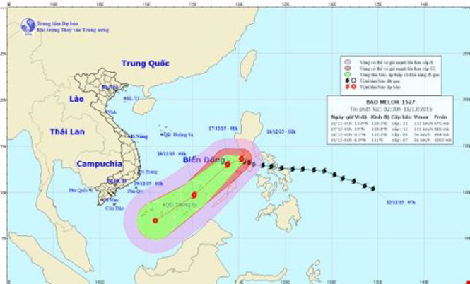  Dự báo hướng đi của bão Melor