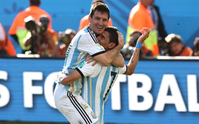 Messi và Di Maria ở màu áo đội tuyển quốc gia Argentina (Ảnh: Getty).