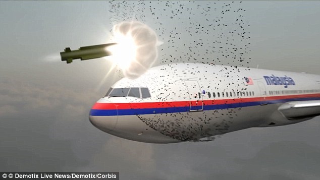 Giả thuyết của BBC trái với kết luận điều tra chính thức, nói rằng MH17 bị tên lửa bắn hạ. (Nguồn: Daily Mail)