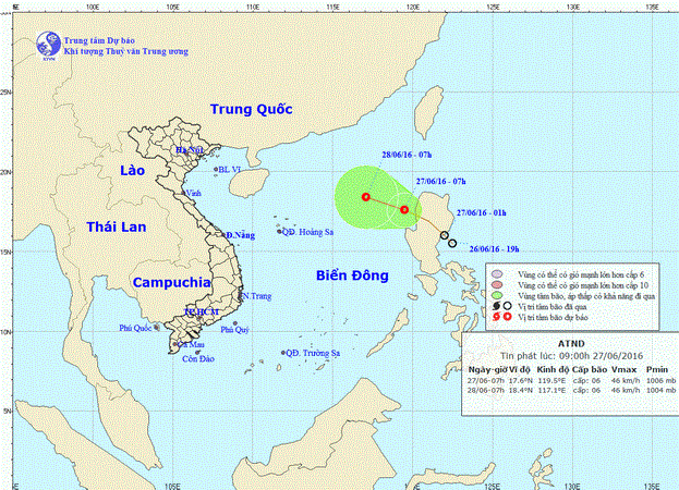 Chùm ảnh đường đi và vị trí cơn bão. (Nguồn: nchmf.gov.vn)