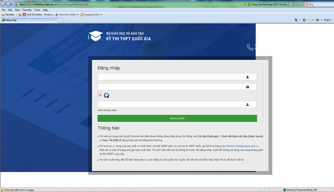 Trang chính thức của Bộ GD-ĐT tại địa chỉ: http://thisinh.thithptquocgia.edu.vn