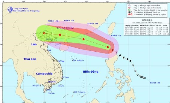 Đường đi của cơn bão. (Nguồn: nchmf.gov.vn)