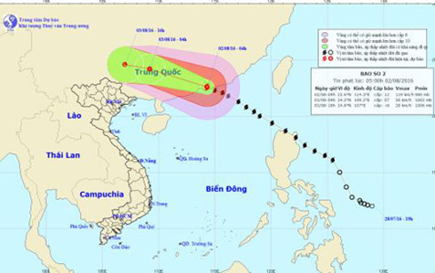 Hướng di chuyển bão số 2