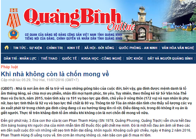 Báo Quảng Bình tham gia tích cực vào công tác tuyên truyền phòng, chống bạo lực gia đình.