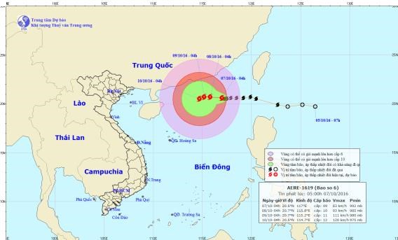 Đường đi của bão số 6. (Nguồn: nchmf.gov.vn)