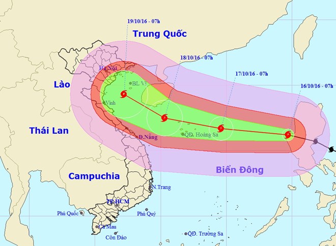 Đường đi và vị trí cơn bão. (Nguồn: nchmf.gov.vn)