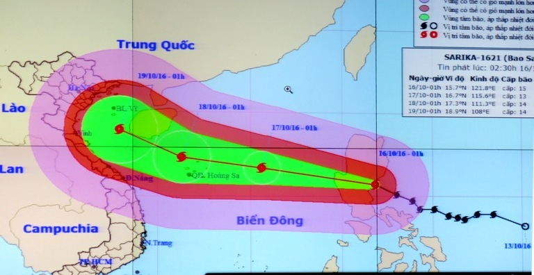 Dự kiến đường đi của bão Sirika. Ảnh H.V