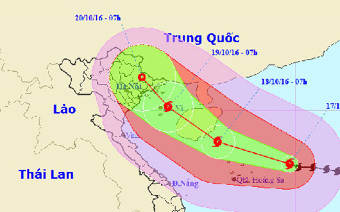  Vị trí và hướng đi của bão số 7 (Ảnh: TTDBKTTV)