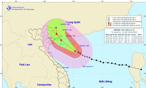 Chùm ảnh và vị trí của cơn bão.