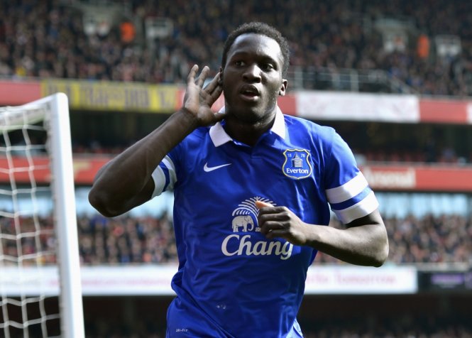 Lukaku ăn mừng bàn thắng trong màu áo Everton. Ảnh: Getty Images