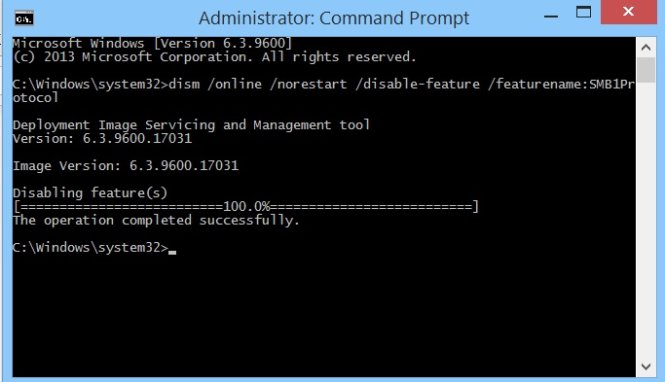 Cách tắt SMB bằng dism