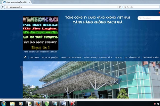 Hacker tấn công thay đổi giao diện website cảng hàng không Rạch Giá. (Ảnh minh họa)