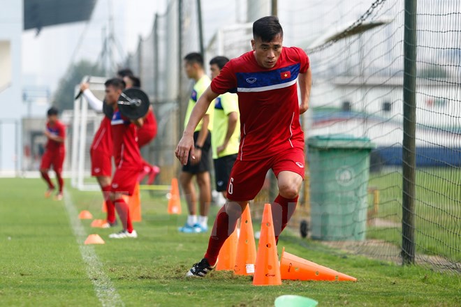 Bùi Tiến Dụng lên tuyển U22 Việt Nam sau một thời gian dài chấn thương. (Ảnh: Minh Chiến/Vietnam+)