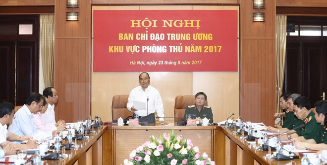 Quang cảnh Hội nghị Ban chỉ đạo Trung ương khu vực phòng thủ 2017. (Ảnh: Thống Nhất/TTXVN)