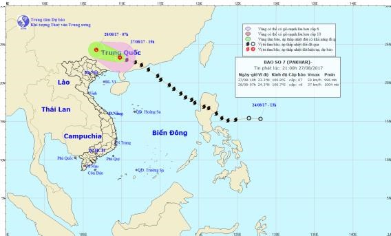 Đường đi của cơn bão. (Nguồn: nchmf.gov.vn)