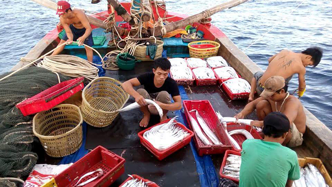 Tàu cá của Nguyễn Tuấn Anh đang đánh bắt ở biển Hoàng Sa.