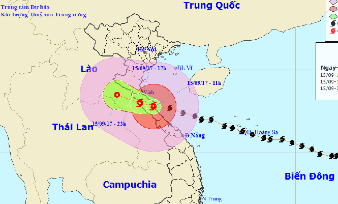 Vị trí và đường đi của bão