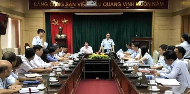 Đoàn thanh tra trong buổi làm việc tại Bộ Y tế. (Nguồn: thanhtra.gov.vn)