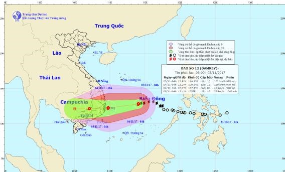 Chùm ảnh đường đi và vị trí cơn bão. (Nguồn: nchmf.gov.vn)