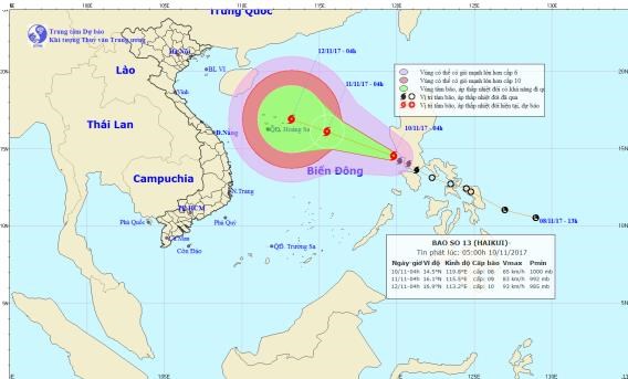 Đường đi của cơn bão. (Nguồn: nchmf.gov.vn)