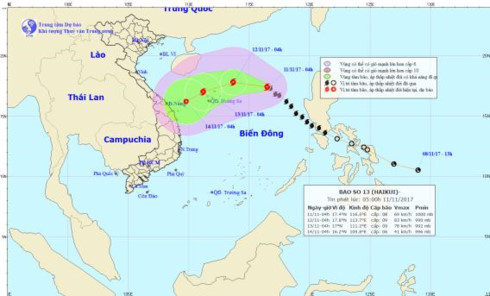  Dự báo hướng đi của bão số 13