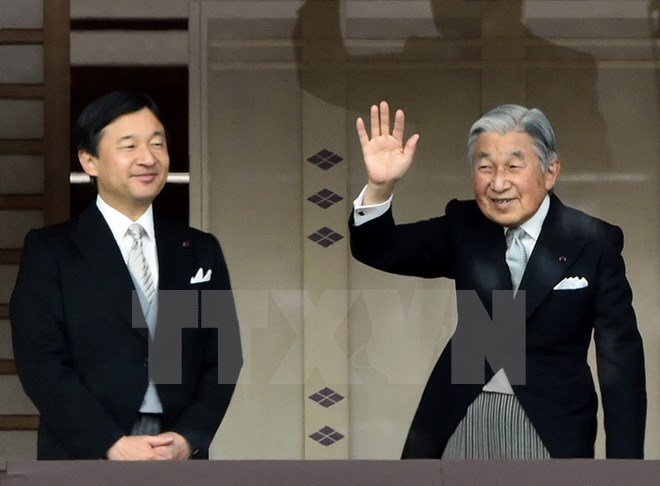 Nhật hoàng Akihito (phải) và Thái tử Naruhito. (Nguồn: AFP/TTXVN)