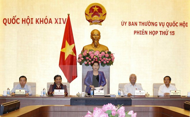 Phiên họp thứ 15 của Ủy ban Thường vụ Quốc hội khóa XIV. (Ảnh: Văn Điệp/TTXVN)