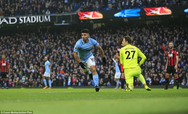 Aguero tỏa sáng mang chiến thắng về cho Man City.