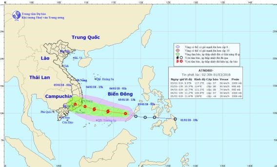 Chùm ảnh đường đi và vị trí cơn bão. (Nguồn: nchmf.gov.vn)