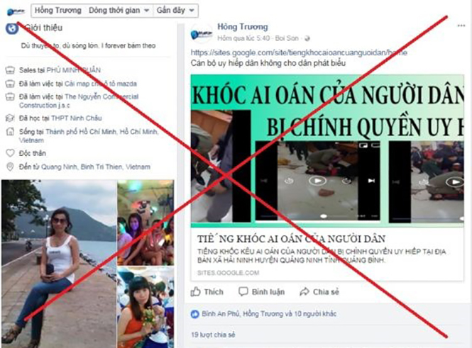 Clip xuyên tạc trên facebook Hồng Trương của Trương Thị Hồng.