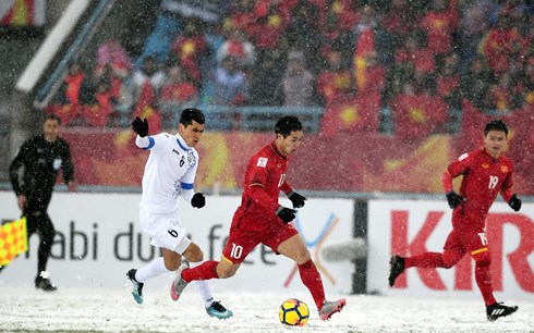  Hình ảnh trận chung kết U23 châu Á giữa U23 Việt Nam và U23 Uzbekistan trên trang Fox Sports Asia.