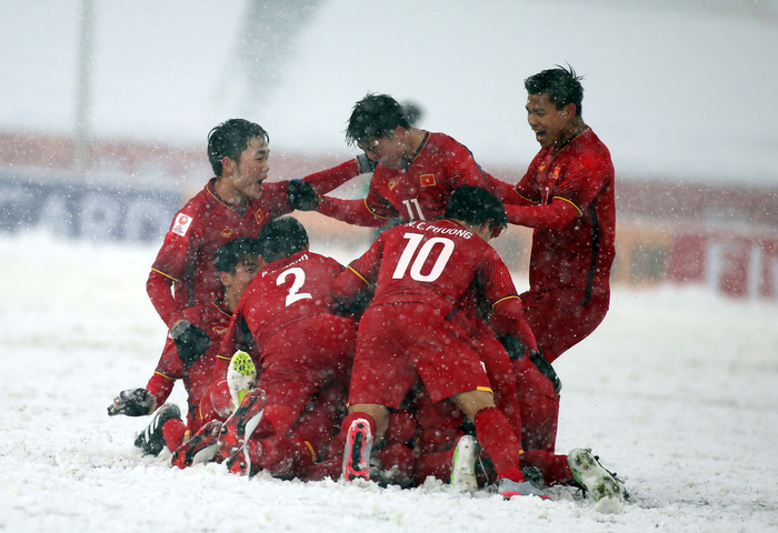  Các cầu thù U23 Việt Nam vui mừng sau bàn thắng tuyệt đẹp gỡ hòa 1-1 của Quang Hải