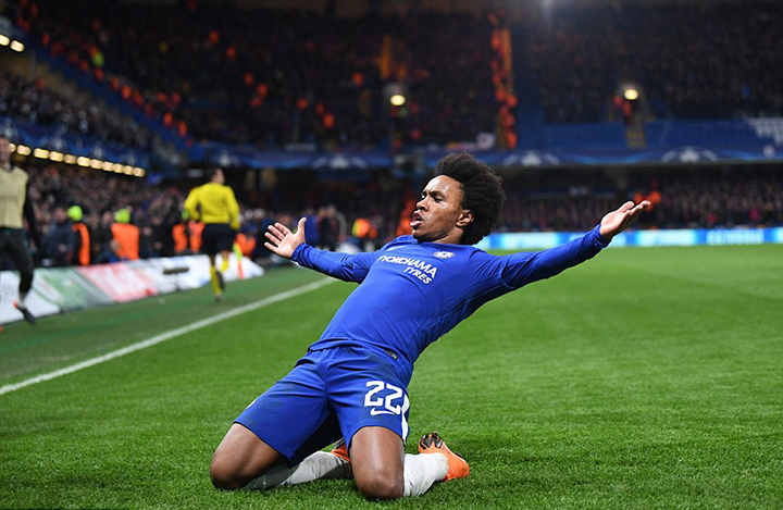  Willian ăn mừng bàn mở tỉ số cho Chelsea. Ảnh: DAILY MAIL