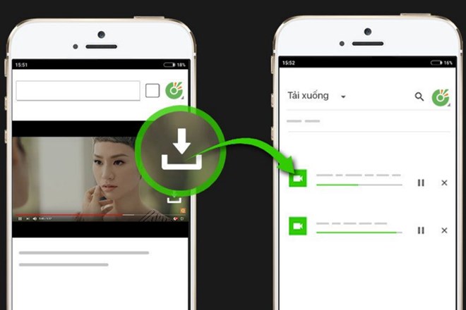Cốc Cốc đã tích hợp tính năng tải video trên thiết bị di động phục vụ nhu cầu người dùng. (Ảnh: CC)