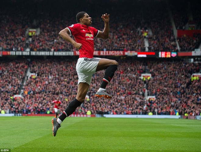 Marcus Rashford giúp Manchester United xây chắc vị trí thứ 2. (Nguồn: EPA)