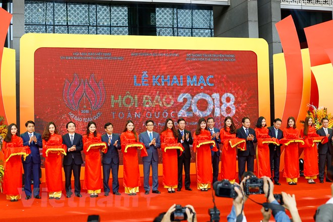 Hội báo toàn quốc 2018 chính thức được khai mạc. (Ảnh: Minh Sơn/Vietnam+)