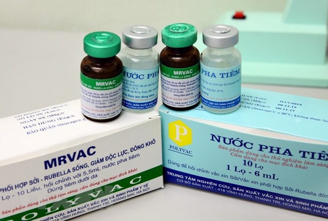 Vắcxin phối hợp sởi-Rubella do Việt Nam sản xuất. (Ảnh: Dương Ngọc/TTXVN)