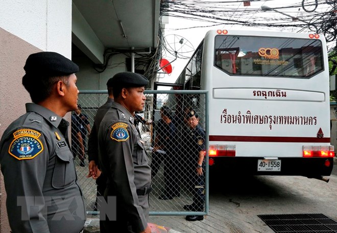 Cảnh sát Thái Lan tuần tra tại Bangkok. (Nguồn: EPA/TTXVN)