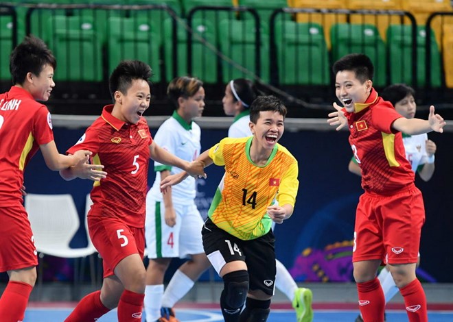 Tuyển Futsal nữ Việt Nam vào bán kết. (Nguồn: AFC)