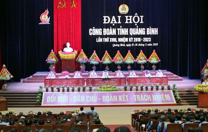 Toàn cảnh Đại hội Công đoàn Quảng Bình lần thứ XVIII, nhiệm kỳ 2018-2023