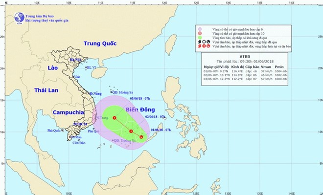 Chùm ảnh đường đi và vị trí vùng áp thấp. (Nguồn: nchmf)