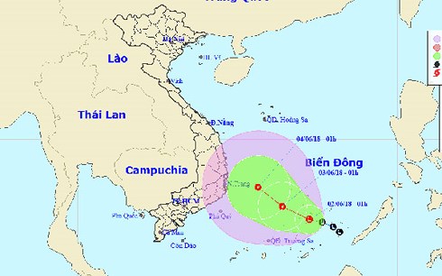  Vị trí và đường đi vùng áp thấp.