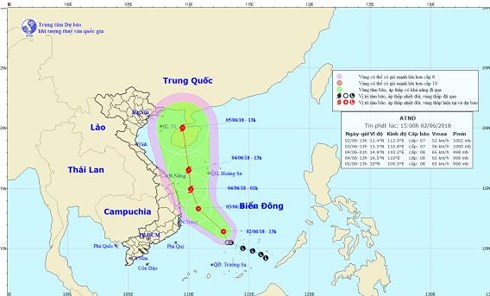  Dự báo đường đi của áp thấp nhiệt đới.