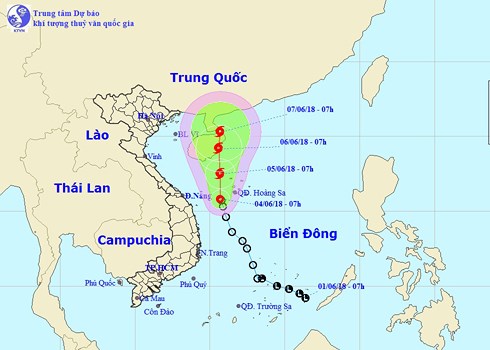 Hướng đi dự kiến của ATNĐ. (Ảnh: Tổng cục khí tượng thủy văn)