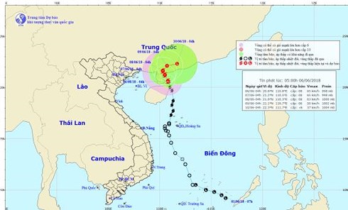 Đường đi và vị trí cơn bão.