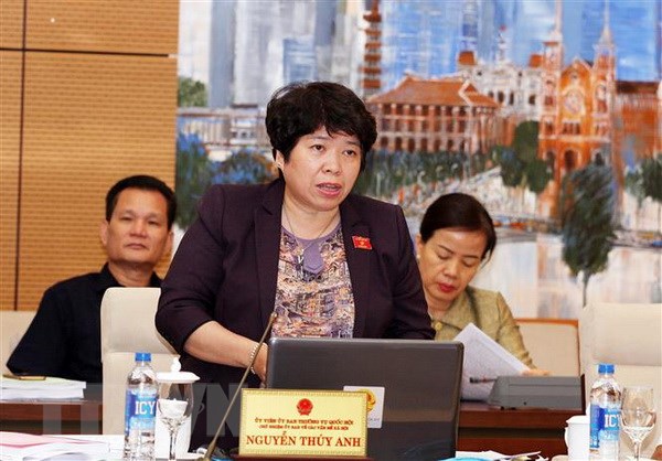 Chủ nhiệm Ủy ban về Các vấn đề xã hội của Quốc hội Nguyễn Thúy Anh phát biểu. (Ảnh: Nguyễn Dân/TTXVN)