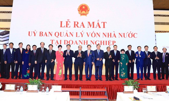 Thủ tướng Nguyễn Xuân Phúc và các đại biểu tại buổi lễ. (Ảnh: Thống Nhất/TTXVN)