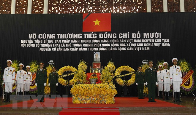 Lễ truy điệu nguyên Tổng Bí thư Đỗ Mười. (Nguồn: TTXVN)