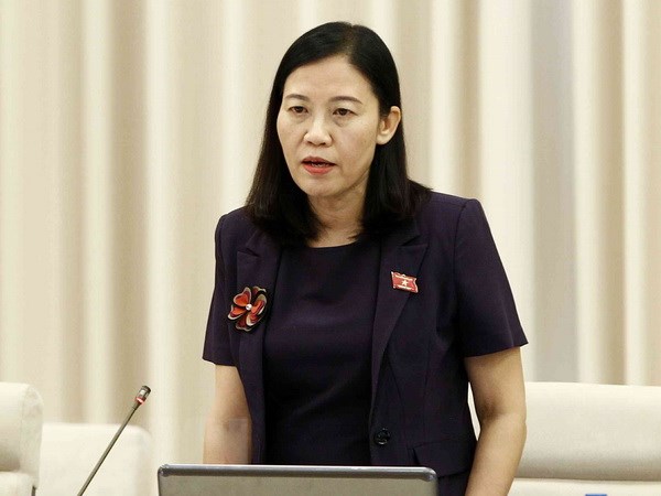 Chủ nhiệm Ủy ban Tư pháp của Quốc hội Lê Thị Nga phát biểu. (Ảnh: Văn Điệp/TTXVN)