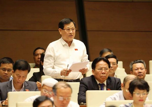 Đại biểu Quốc hội tỉnh Nghệ An Nguyễn Hữu Cầu phát biểu. (Ảnh: Phương Hoa/TTXVN)